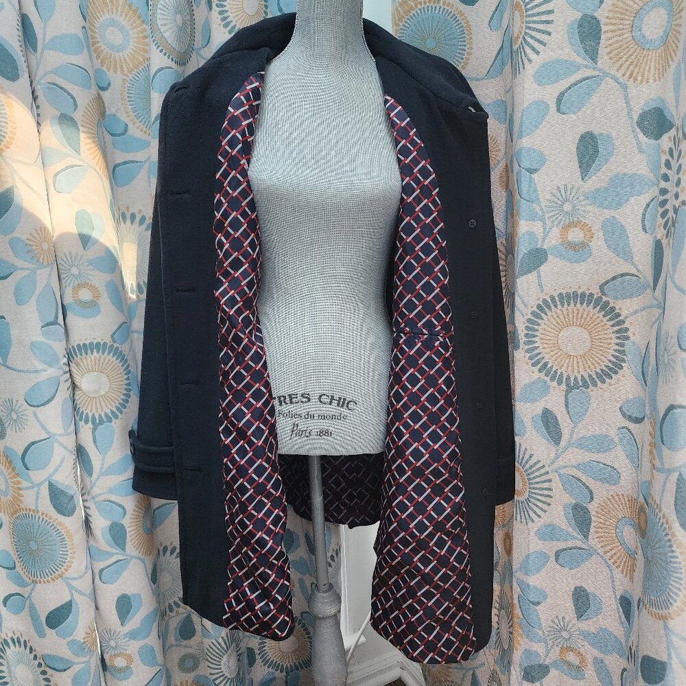 Lands' End Long Black Button-Up Coat - Picture 2 of 8